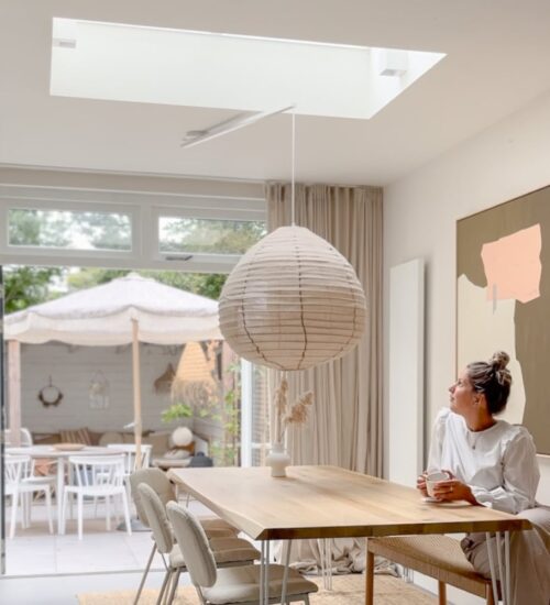 Lightswing Single white mounted under skylight